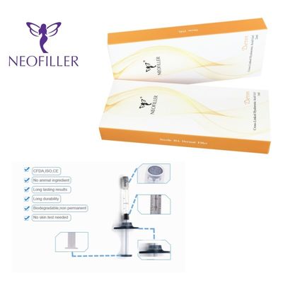 पारदर्शी 24mg-ml Hyaluronic Acid Dermal Filler इंजेक्शन योग्य जेल 9-12 महीने दीर्घायु चेहरे का कायाकल्प बढ़ाने वाला