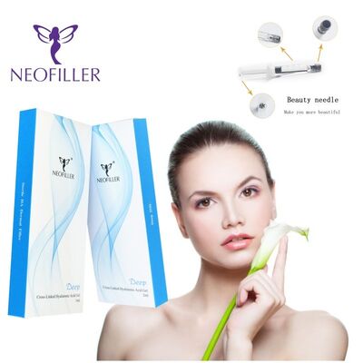 Neofiller 24mg-ml Hyaluronic Acid Dermal Filler इंजेक्शन योग्य जेल 9-12 महीने दीर्घायु कमरे के तापमान पर भंडारण समाधान