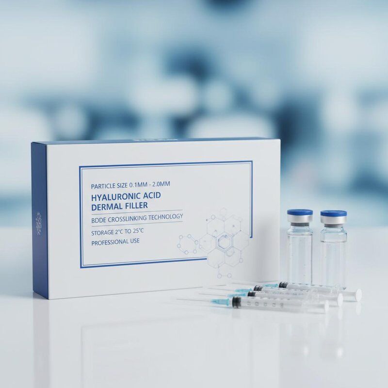 कण आकार 0.1 मिमी 2.0 मिमी Hyaluronic Acid Dermal Filler Featuring BDDE Crosslinking Technology भंडारण की स्थिति 2°C से 25°C पेशेवरों के लिए आदर्श